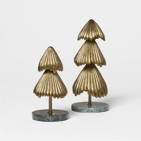 Metal Christmas Trees with Marble Base Gold Lg & Sm - Threshold Studio McGee - Picture 2 of 12